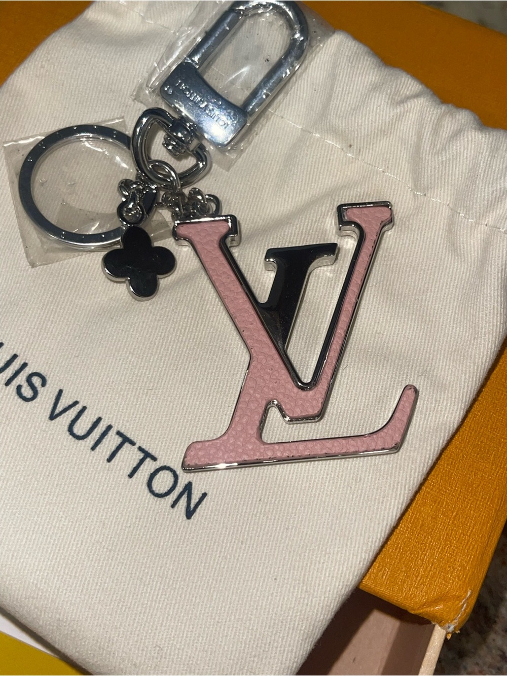 Louis Vuitton Pink and Silver LV Monogram Key Charm